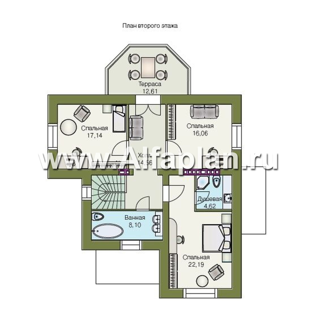 Изображение плана проекта «Приорат Плюс» - проект дома с мансардой, кабинет на 1 эт, с террасой и с эркером, с биллиардной в цокольном этаже №3
