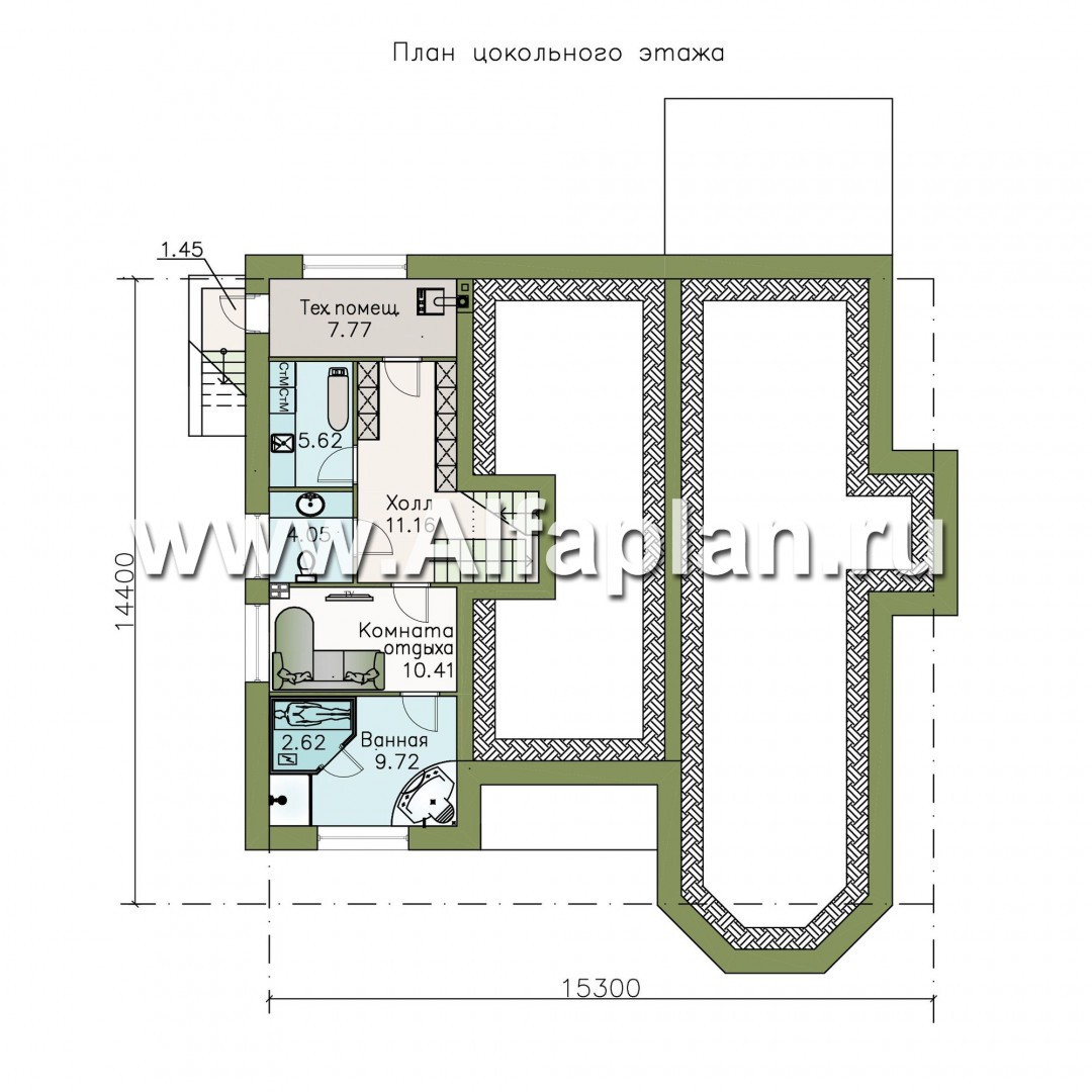 Изображение плана проекта «Тайный советник» - проект полутораэтажного дома, с эркером и с террасой №1