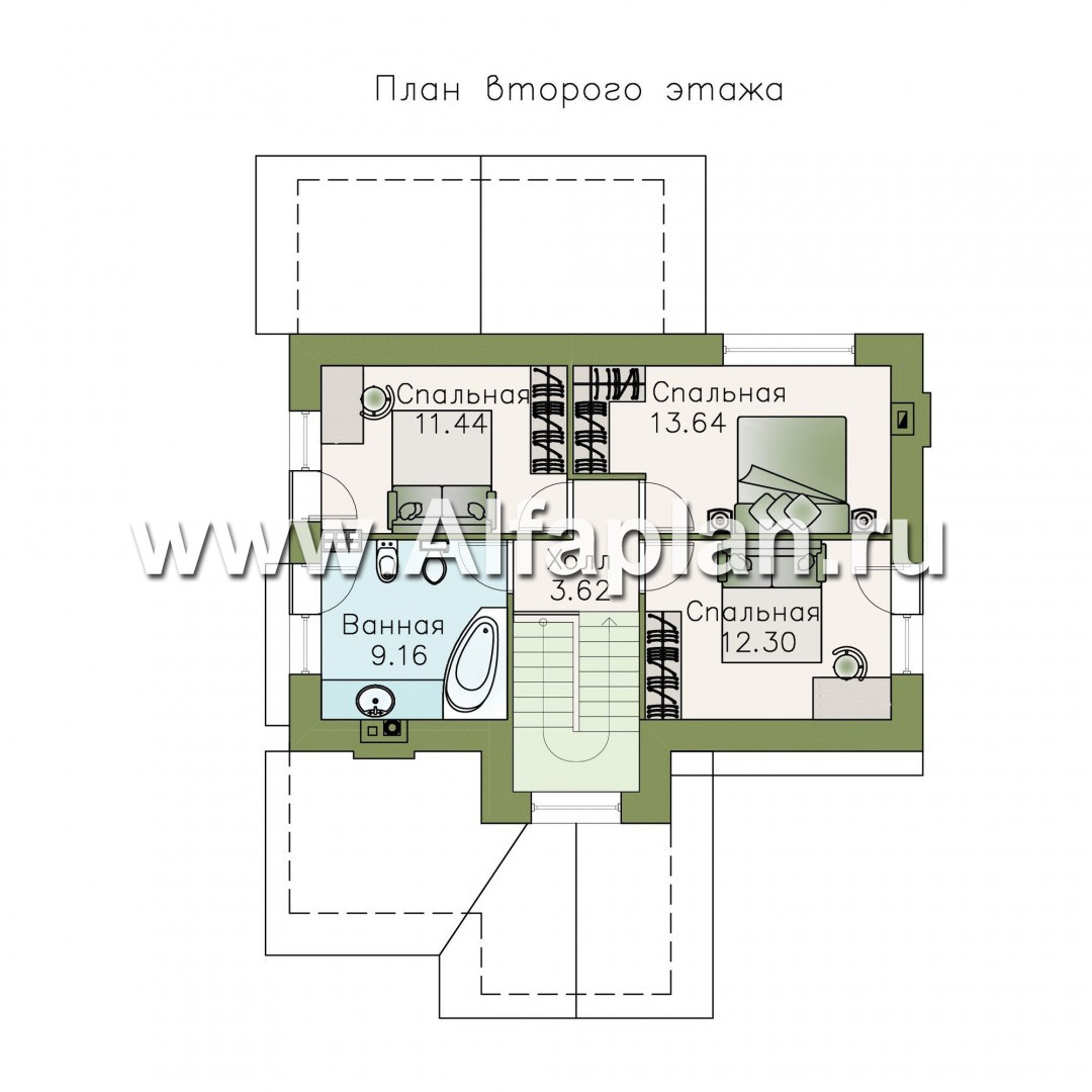 Изображение плана проекта «Берег» - проект трехэтажного дома, мансарда, с гаражом и сауной в цоколе на уровне земли, в современном стиле №3