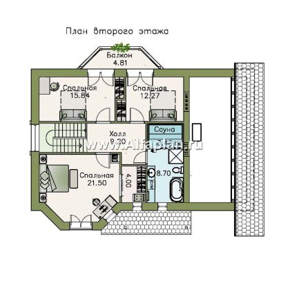 «Регенсбург» - проект дома из газобетона, с эркером и с гаражом, с сауной, в немецком стиле - превью план дома