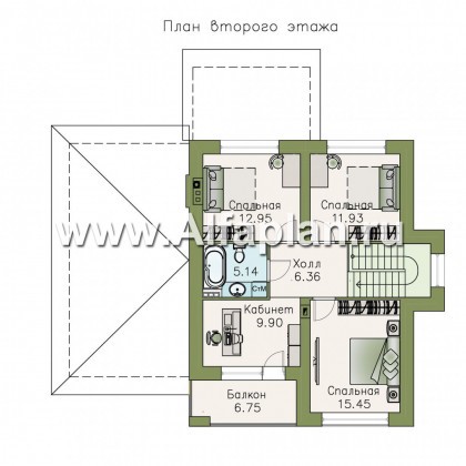«Сен-Тропе» - проект двухэтажного дома, с террасой, удобная планировка, с гаражом - превью план дома