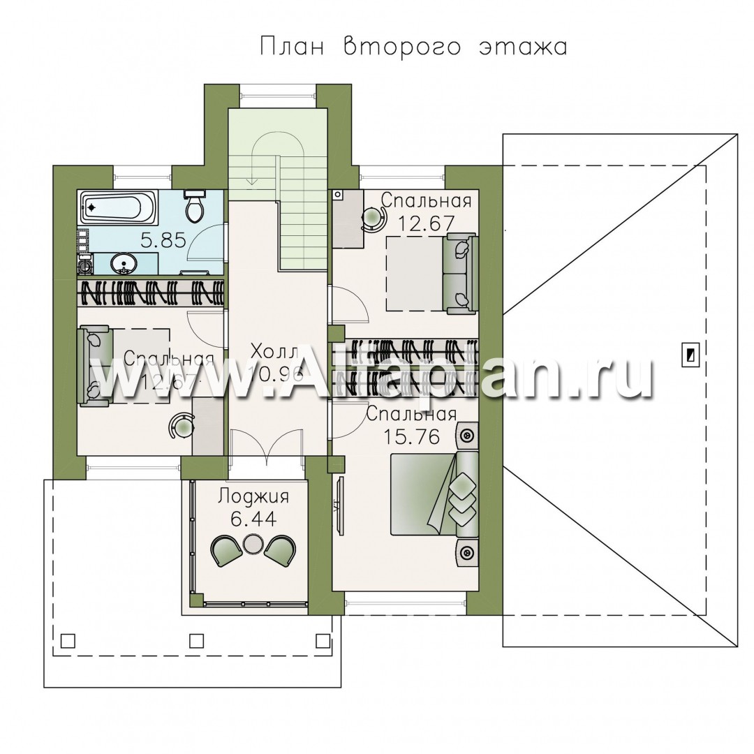 Изображение плана проекта «Одер» - проект двухэтажного дома из газобетона, с террасой, в современном стиле №3