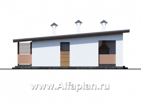 «Зита» -  проект одноэтажного дома, с сауной, с джакузи на террасе,  в скандинавском стиле - превью фасада дома