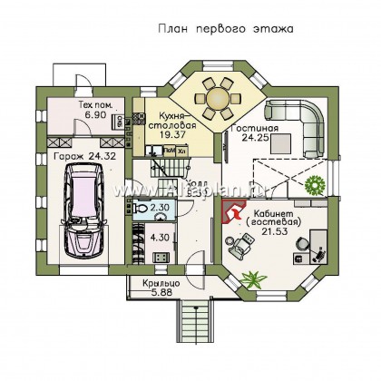 Проекты домов Альфаплан - «Регенсбург Плюс»- вариант коттеджа 22А с цокольным этажом - превью плана проекта №2
