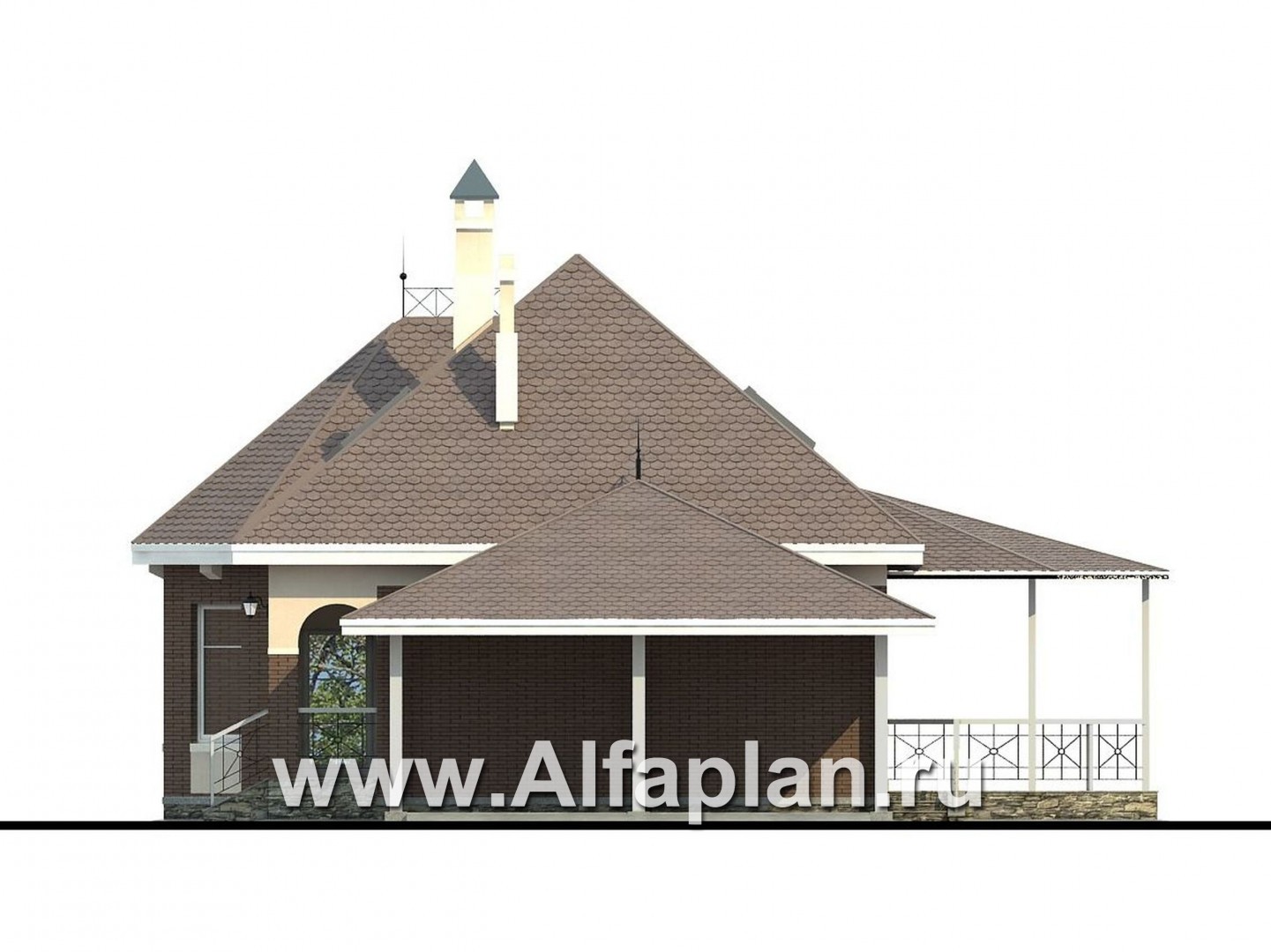 Проекты домов Альфаплан - «Душечка плюс» - компактный дом с навесом для машин - изображение фасада №2