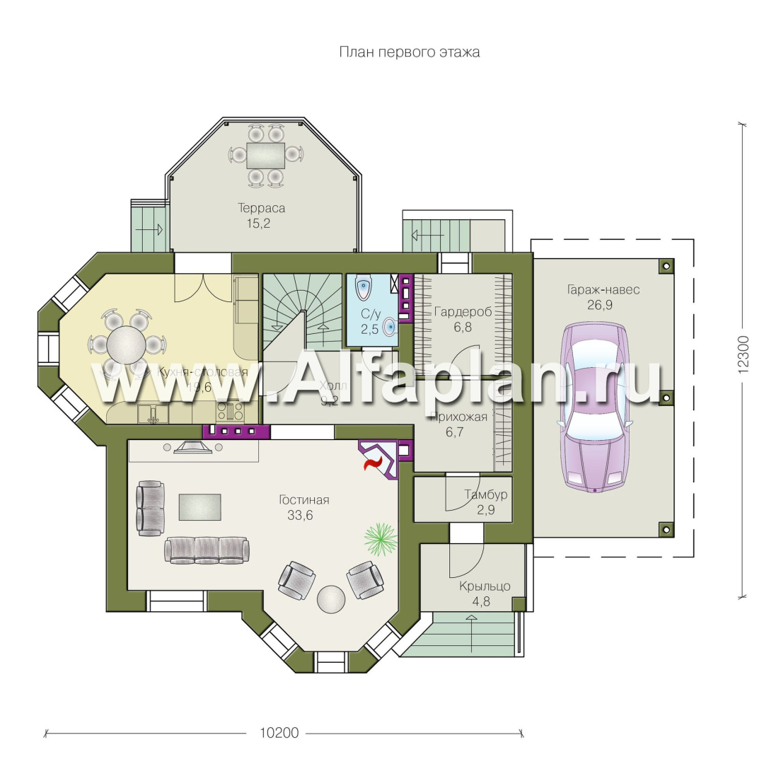 Изображение плана проекта «Классика плюс» - проект двухэтажного дома с эркером, с сауной и спортзалом в цокольном этаже №1