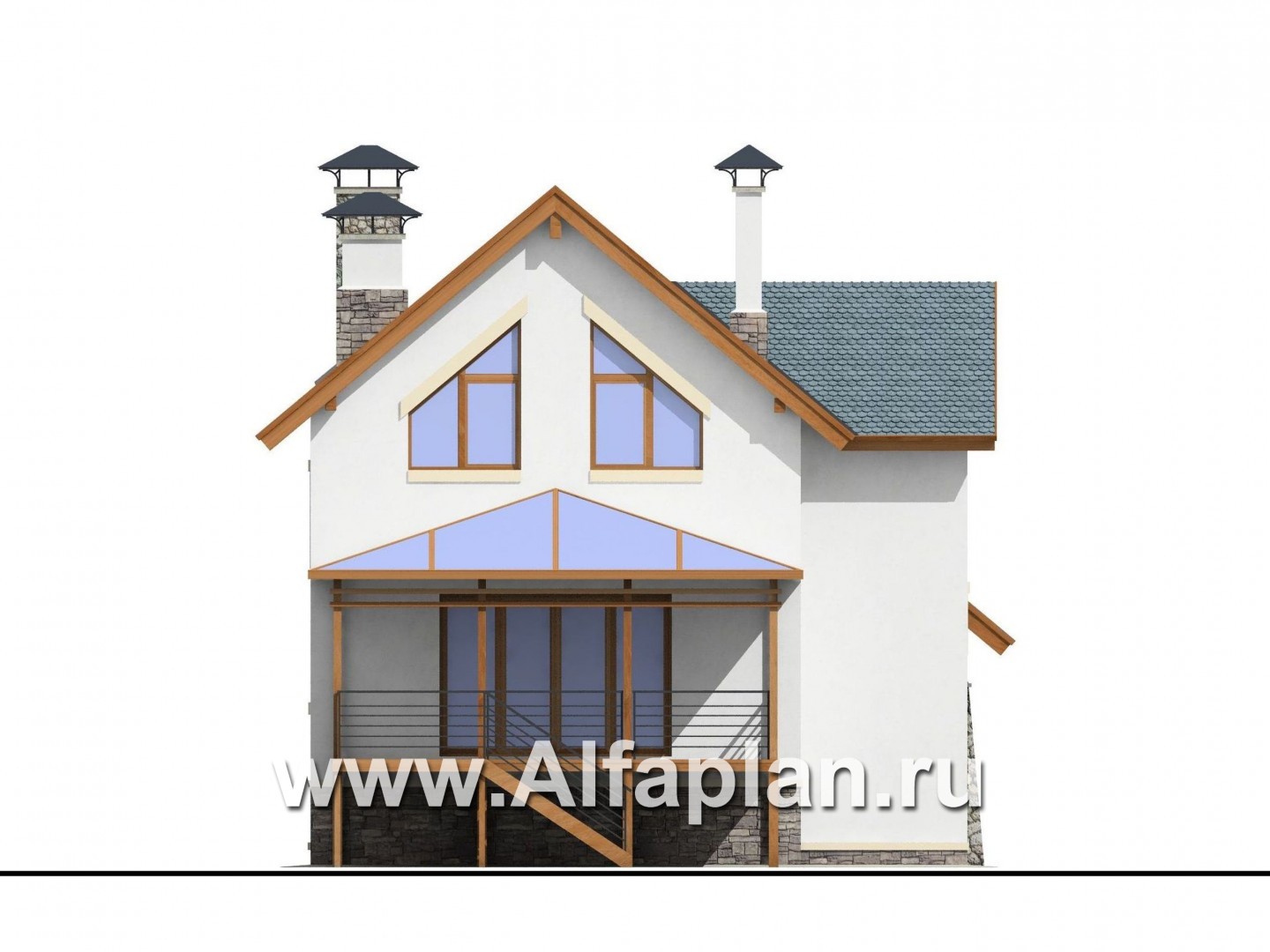 Проекты домов Альфаплан - «Эксклюзив» - компактный трехэтажный коттедж - изображение фасада №4