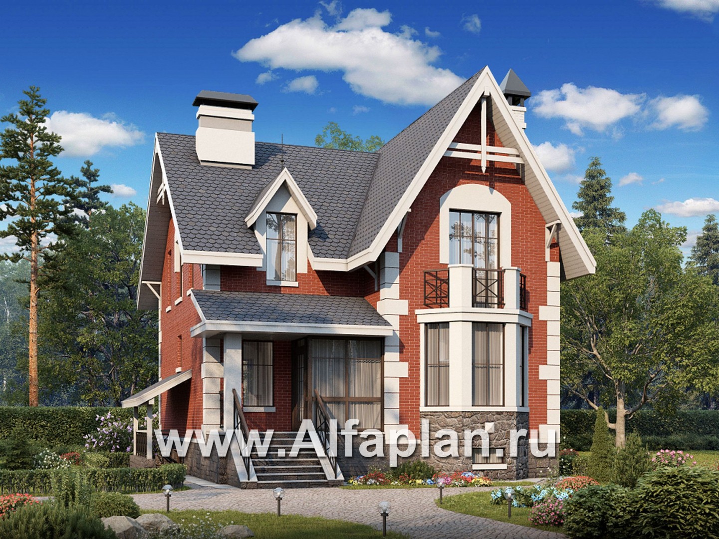 Проекты домов Альфаплан - «Стелла Плюс» — компактный дом с цокольным этажом - дополнительное изображение №1