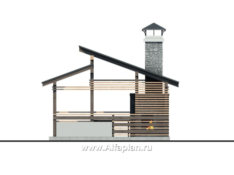 Проекты домов Альфаплан - Летняя кухня, современная элегантная беседка - превью фасада №2
