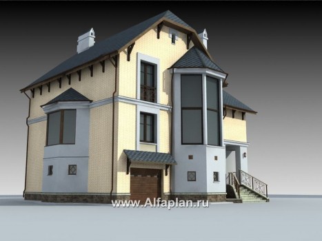«Крестный Пачино»  - проект трехэтажного дома, с эркером и с верандой, с гаражом - превью дополнительного изображения №2