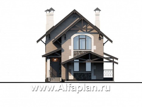 Проекты домов Альфаплан - «Одетта» - компактный дом с навесом для машины - превью фасада №1