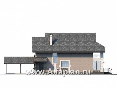 Проекты домов Альфаплан - «Одетта» - компактный дом с навесом для машины - превью фасада №2
