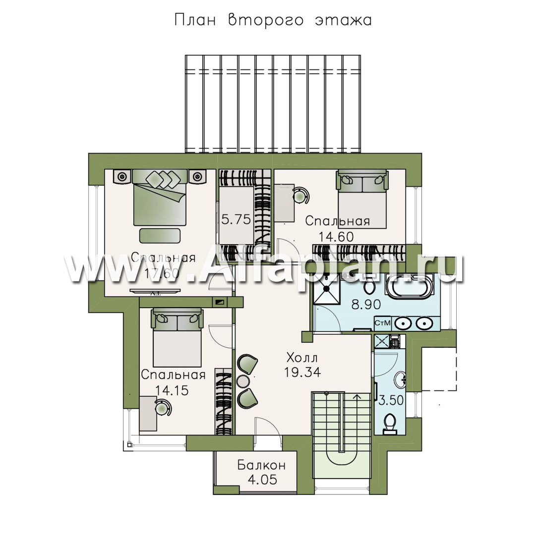 Изображение плана проекта «Эндорфин» - проект двухэтажного дома, в современном стиле, планировка с сауной и с террасой №2