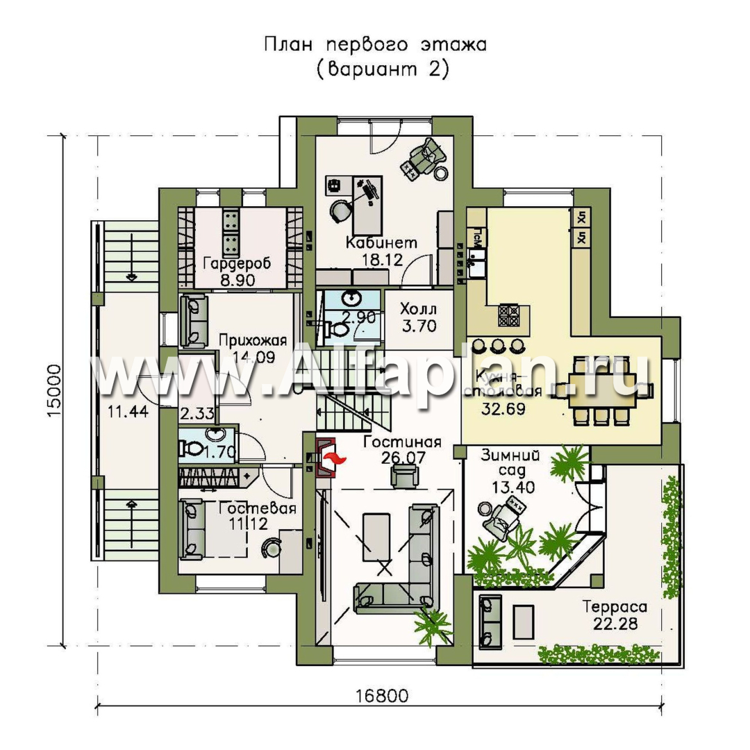 Изображение плана проекта «Три  семерки» - проект трехэтажного дома, гараж в цоколе, второй свет и панорамные окна, современный дизайн дома №3