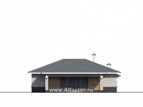 Проекты домов Альфаплан - «Зодиак» - одноэтажный коттедж с большим гаражом - превью фасада №3