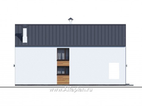 Проекты домов Альфаплан - «Барн» - современный мансардный дом с боковой террасой и балконом - превью фасада №4