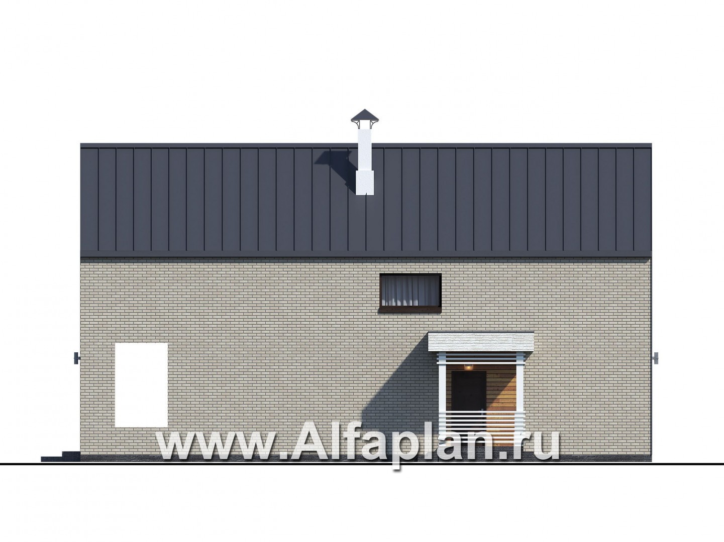Проекты домов Альфаплан - «Барн» - современный мансардный дом с боковой террасой и балконом - изображение фасада №3