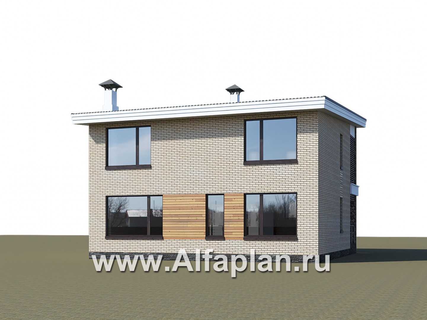 Проекты домов Альфаплан - «Эрго» - проект компактного дома 10х10м с односкатной кровлей - дополнительное изображение №2