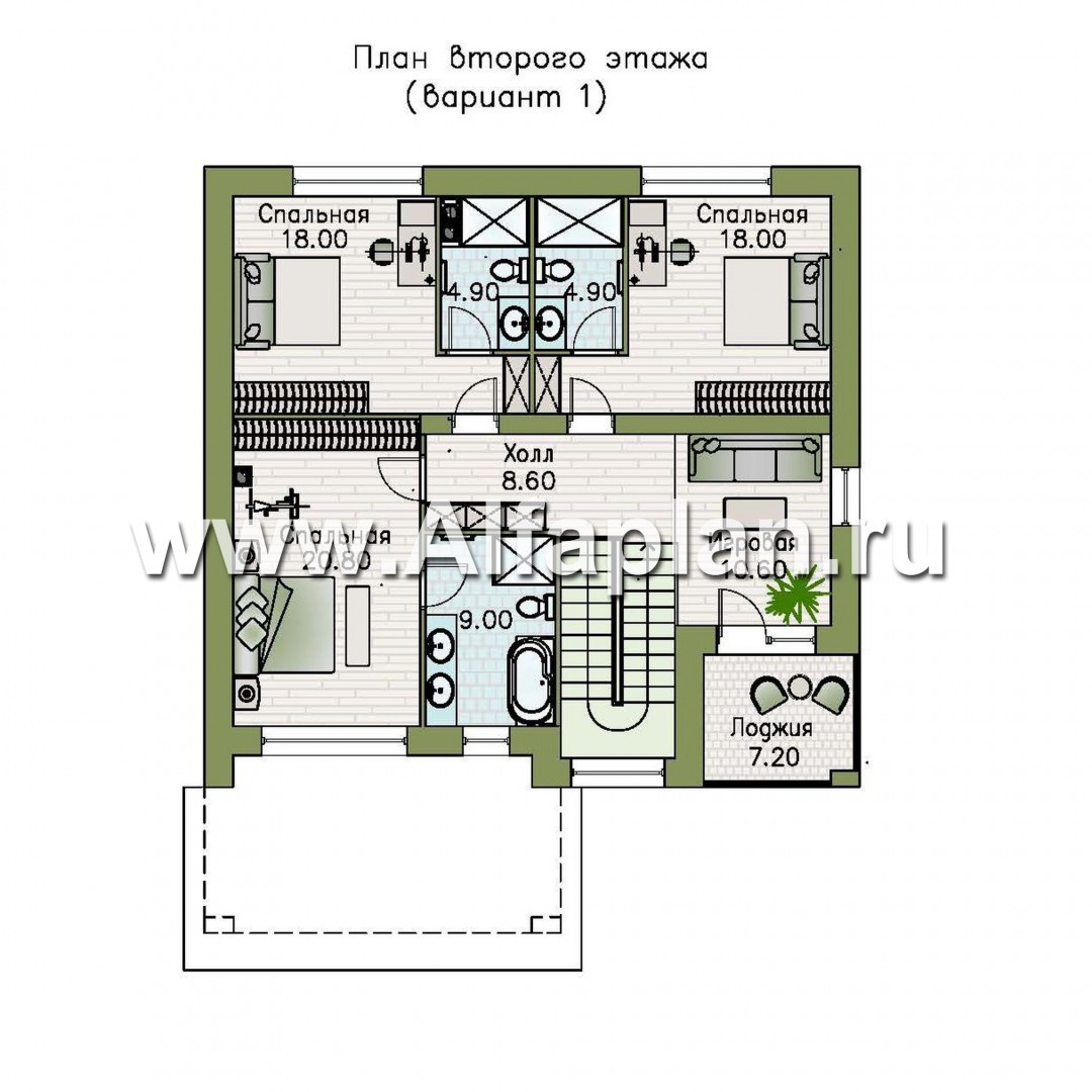 Проекты домов Альфаплан - «Эрго» - проект рационального, уютного современного дома - план проекта №2