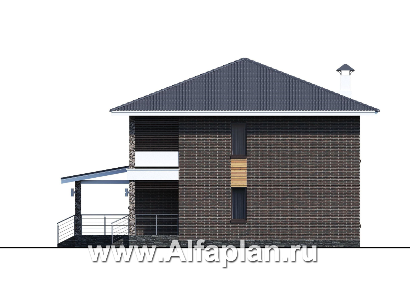 Проекты домов Альфаплан - «Эрго» - проект компактного дома 10х10м с удобной планировкой - изображение фасада №4