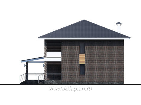 Проекты домов Альфаплан - «Эрго» - проект компактного дома 10х10м с удобной планировкой - превью фасада №4