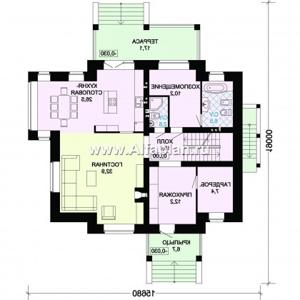 Проекты домов Альфаплан - Проект кирпичного особняка с цокольным этажом - превью плана проекта №2