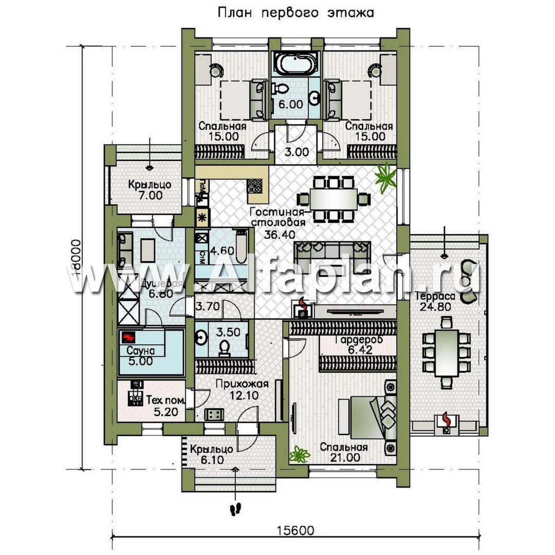 Изображение плана проекта «Аркада» - проект одноэтажного дома, современный стиль, барнхаус, с фальцевой кровлей №1
