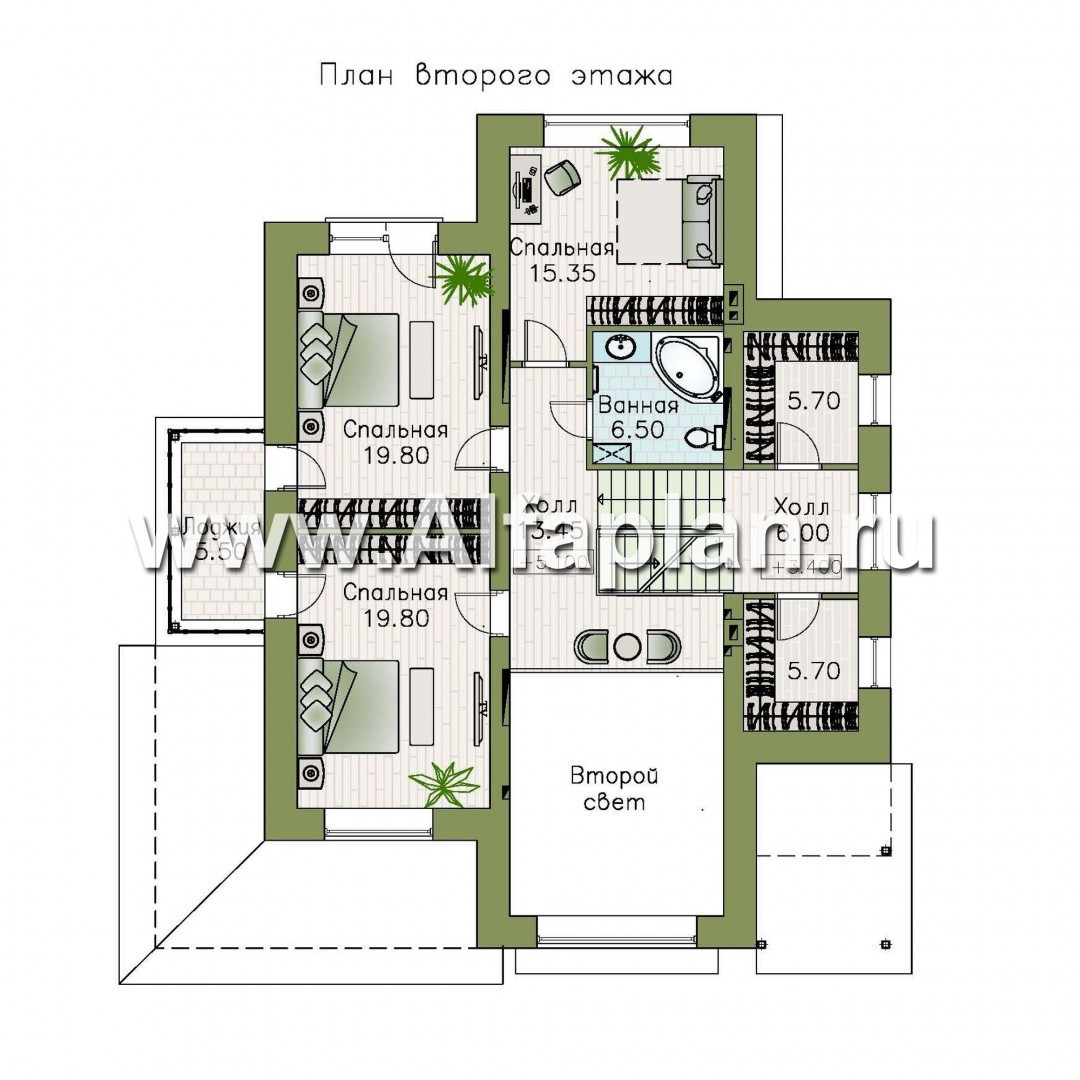Изображение плана проекта «Амур» - проект трехэтажного дома, с  гаражом в цоколе и с сауной, с двусветной гостиной №3