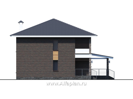 «Эрго» - проект дома 10х10м, планировка с террасой со стороны входа, с удобной планировкой - превью фасада дома