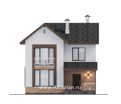 Проекты домов Альфаплан - "Бессер" - проект рационального каркасного дома, строить быстро, жить - удобно - превью фасада №1