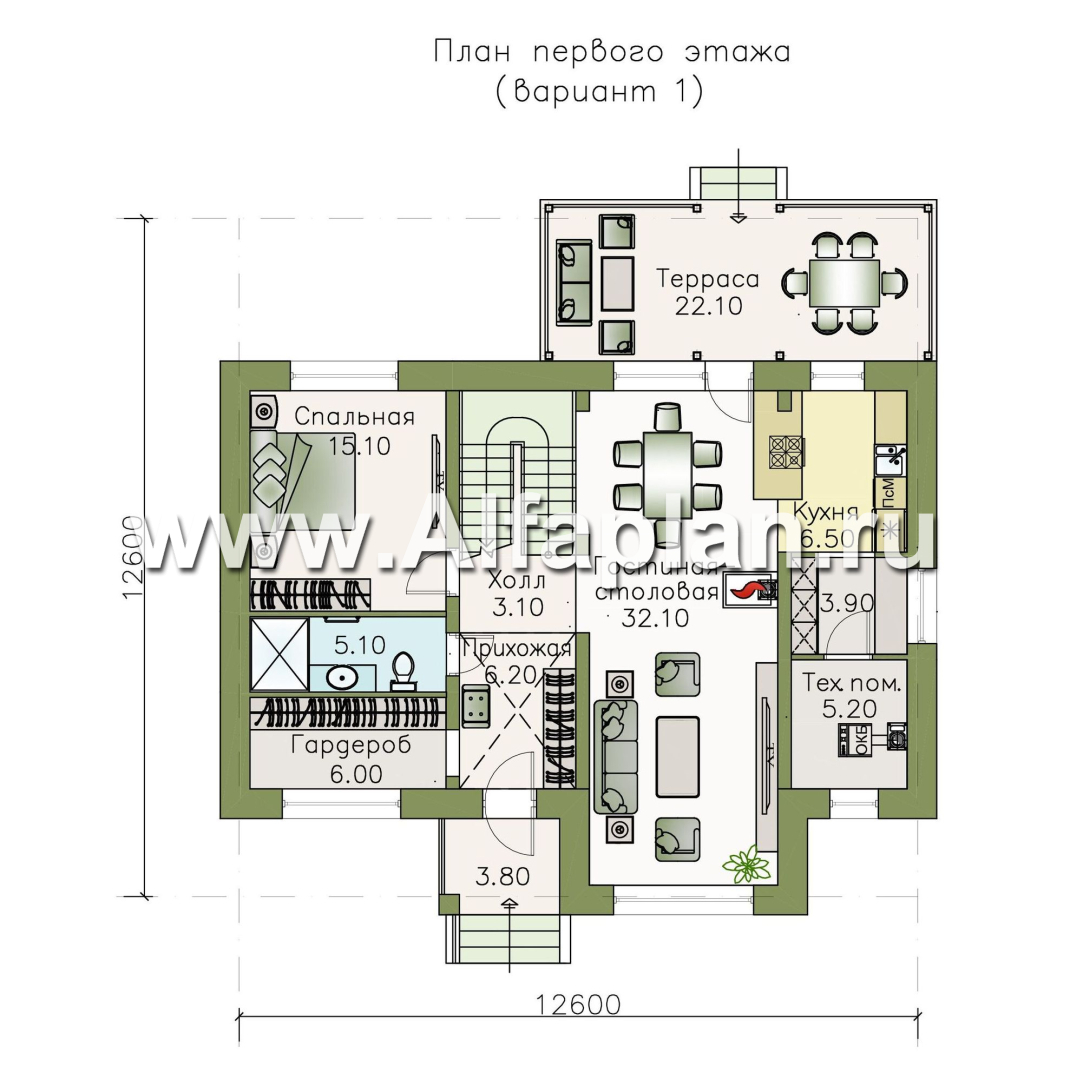 Изображение плана проекта «Кассиопея» - проект дома с мансардой, с рациональной планировкой №1