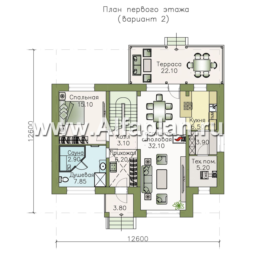 Изображение плана проекта «Кассиопея» - проект дома с мансардой, с рациональной планировкой №2