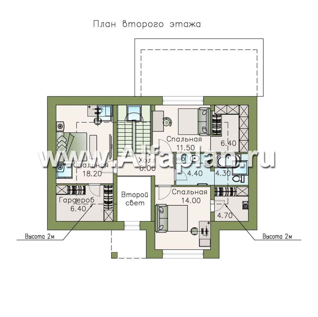 Изображение плана проекта «Кассиопея» - проект дома с мансардой, с рациональной планировкой №3