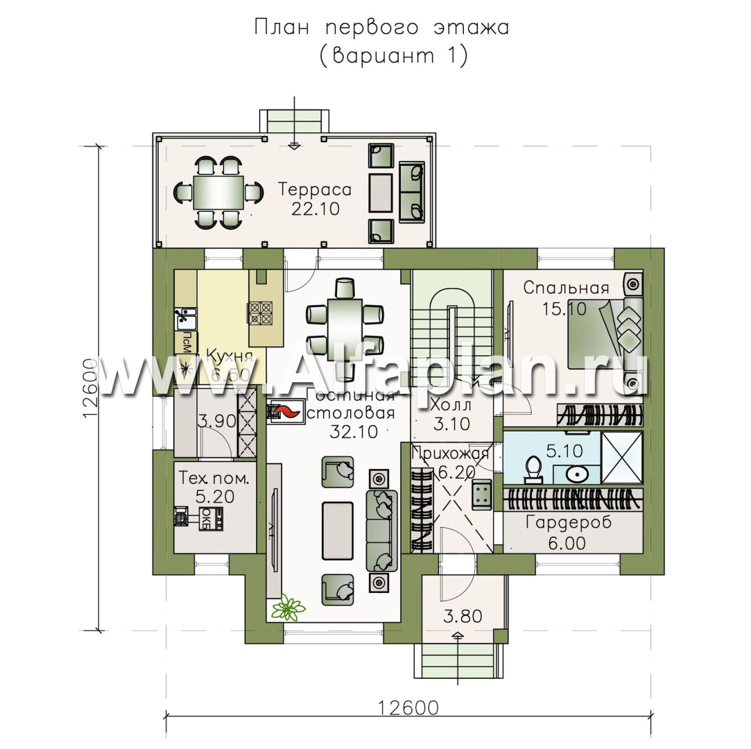 Изображение плана проекта «Кассиопея» - проект дома с мансардой, с рациональной планировкой №1