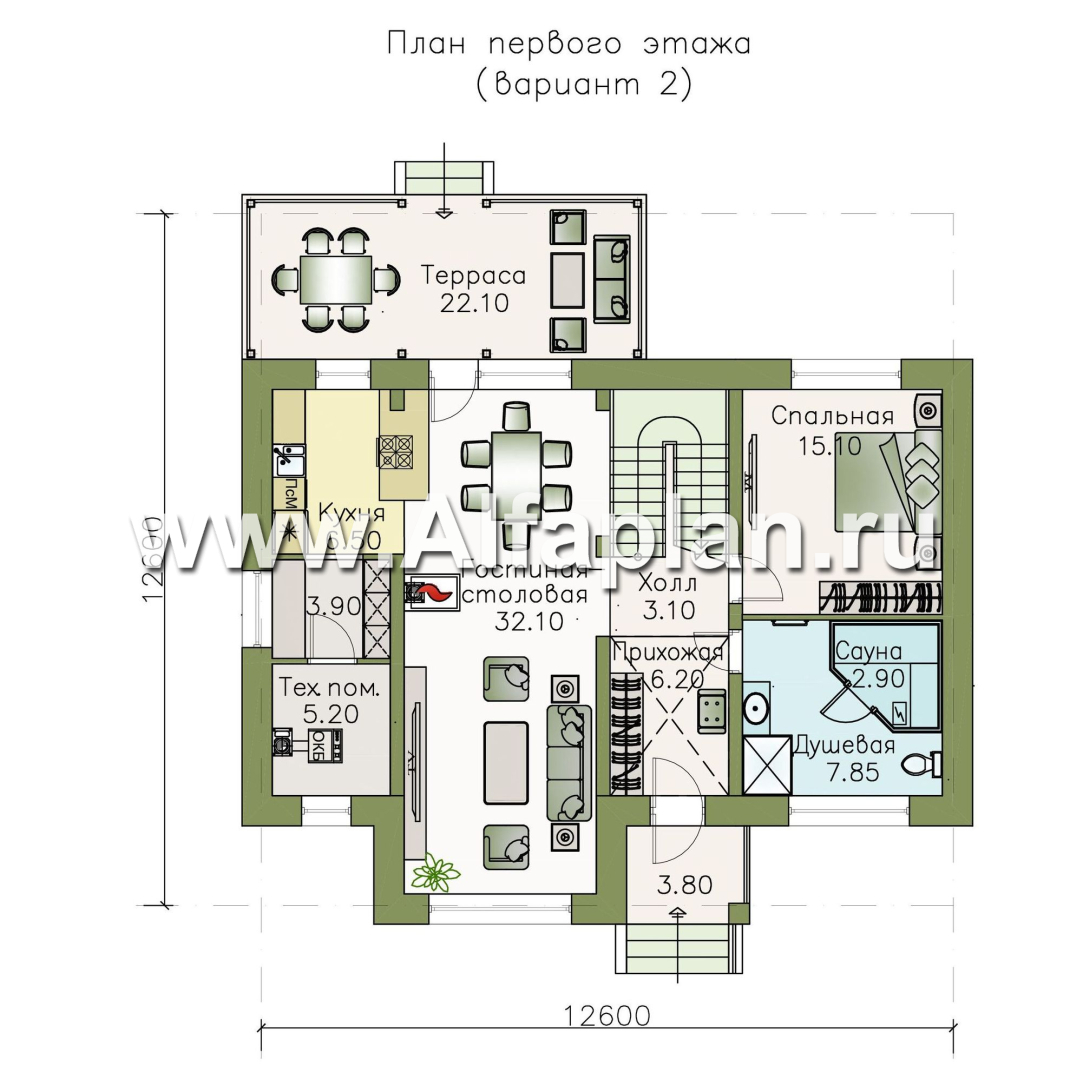 Изображение плана проекта «Кассиопея» - проект дома с мансардой, с рациональной планировкой №2