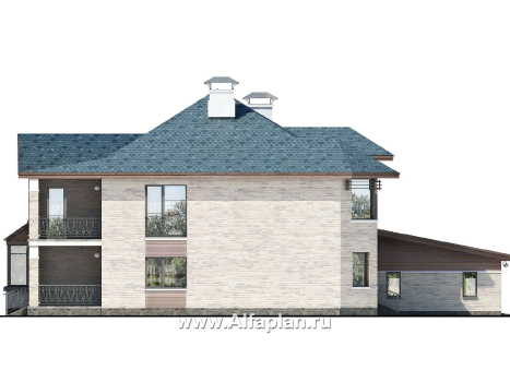 «Гольфстрим» - современный проект двухэтажного дома, с террасой и с балконом - превью фасада дома