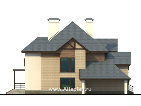 Проекты домов Альфаплан - «Современник» с панорамными окнами - превью фасада №3