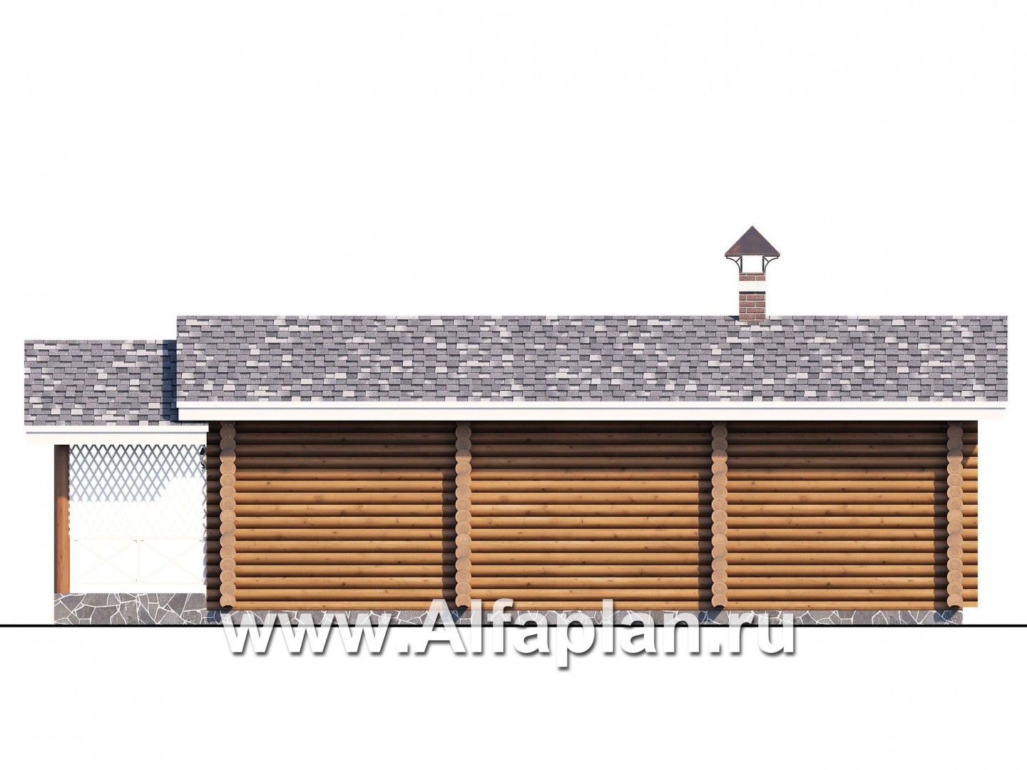 Проекты домов Альфаплан - Узкая деревянная баня с гостевой спальной - изображение фасада №4
