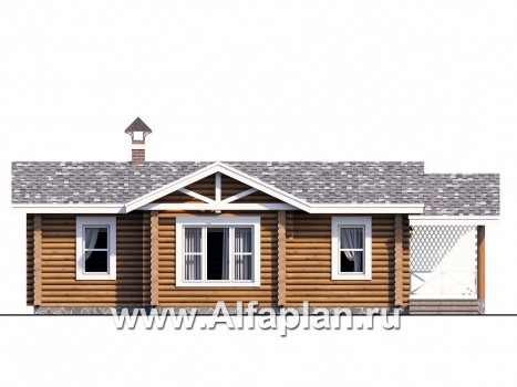 Проекты домов Альфаплан - Узкая деревянная баня с гостевой спальной - превью фасада №1