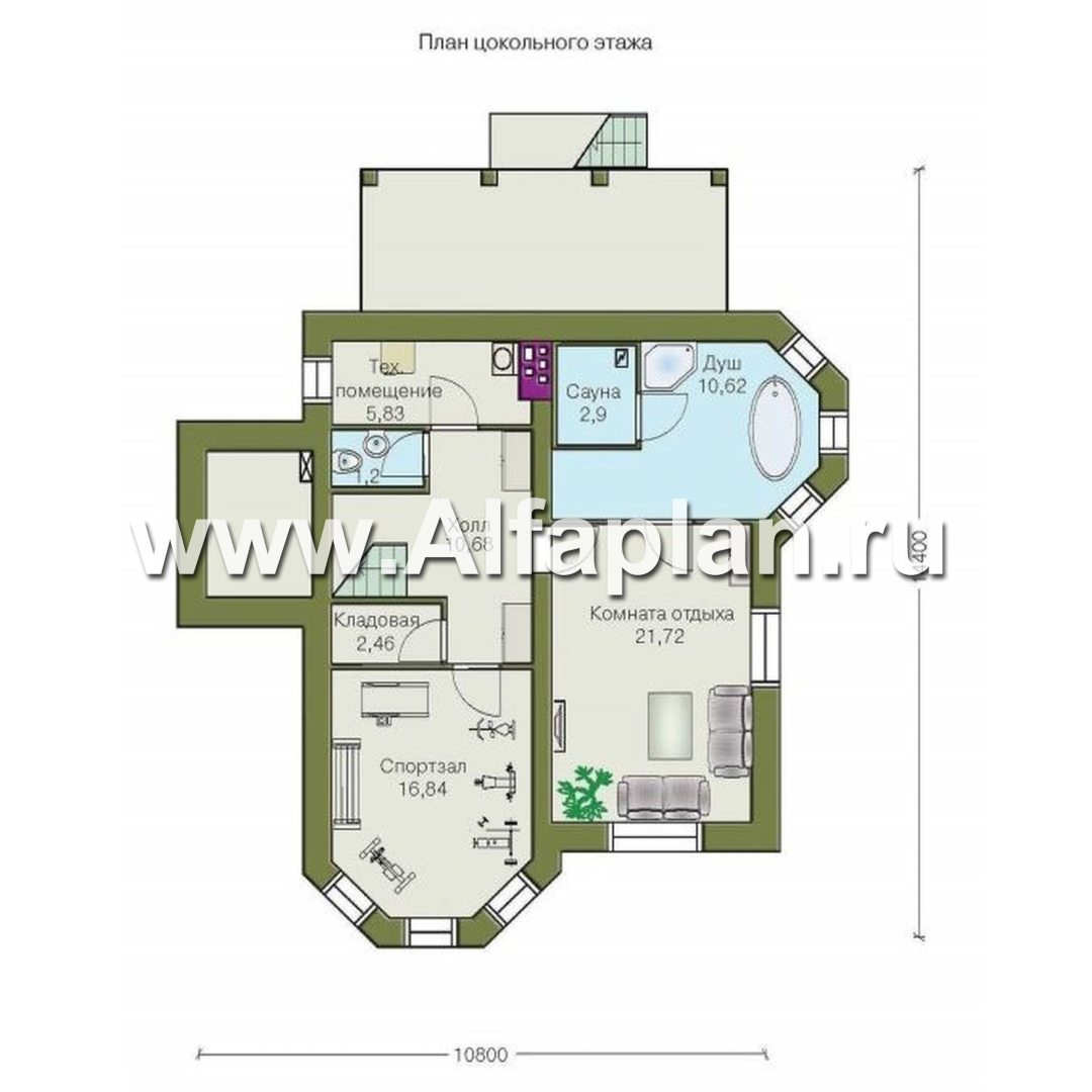 Изображение плана проекта «Лаура» - проект двухэтажного загородного дома,с эркером и с террасой, с цокольным этажом №1
