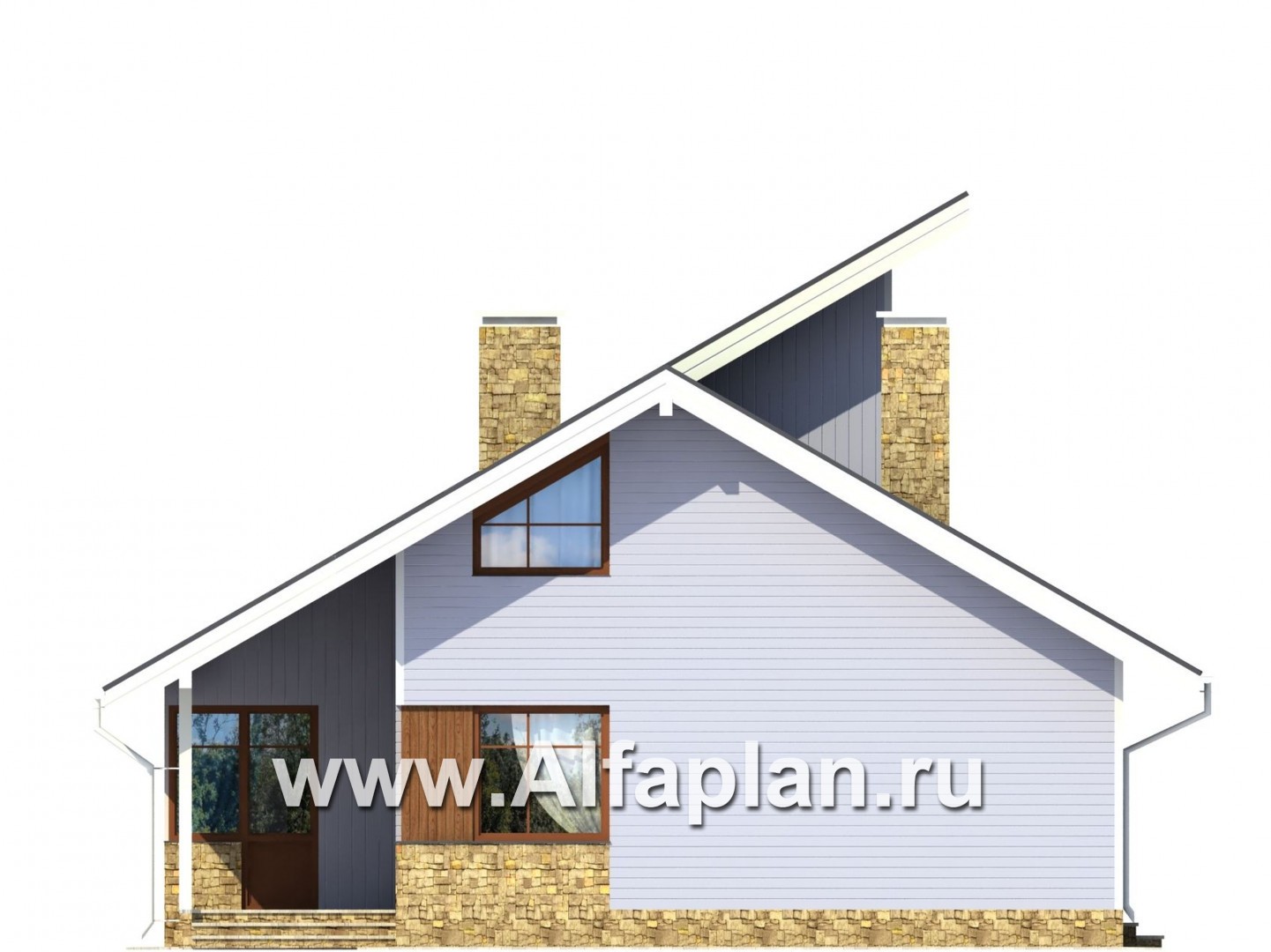 Проекты домов Альфаплан - Двухэтажный каркасный дом - изображение фасада №3