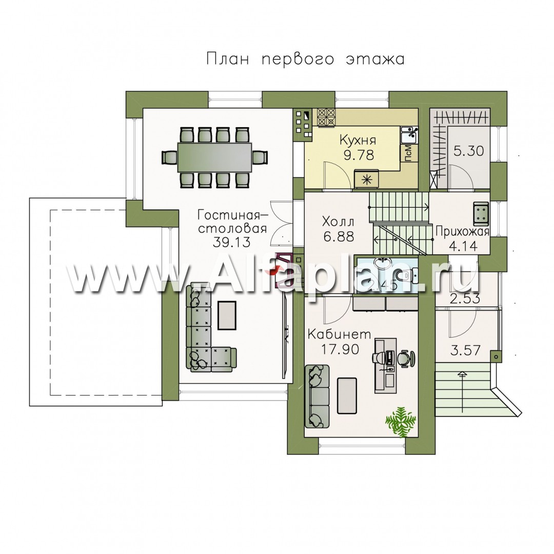 Изображение плана проекта Проект трехэтажного дома из газобетона «Аура», с гаражом на 2 авто в цоколе, с сауной, в современном стиле №2