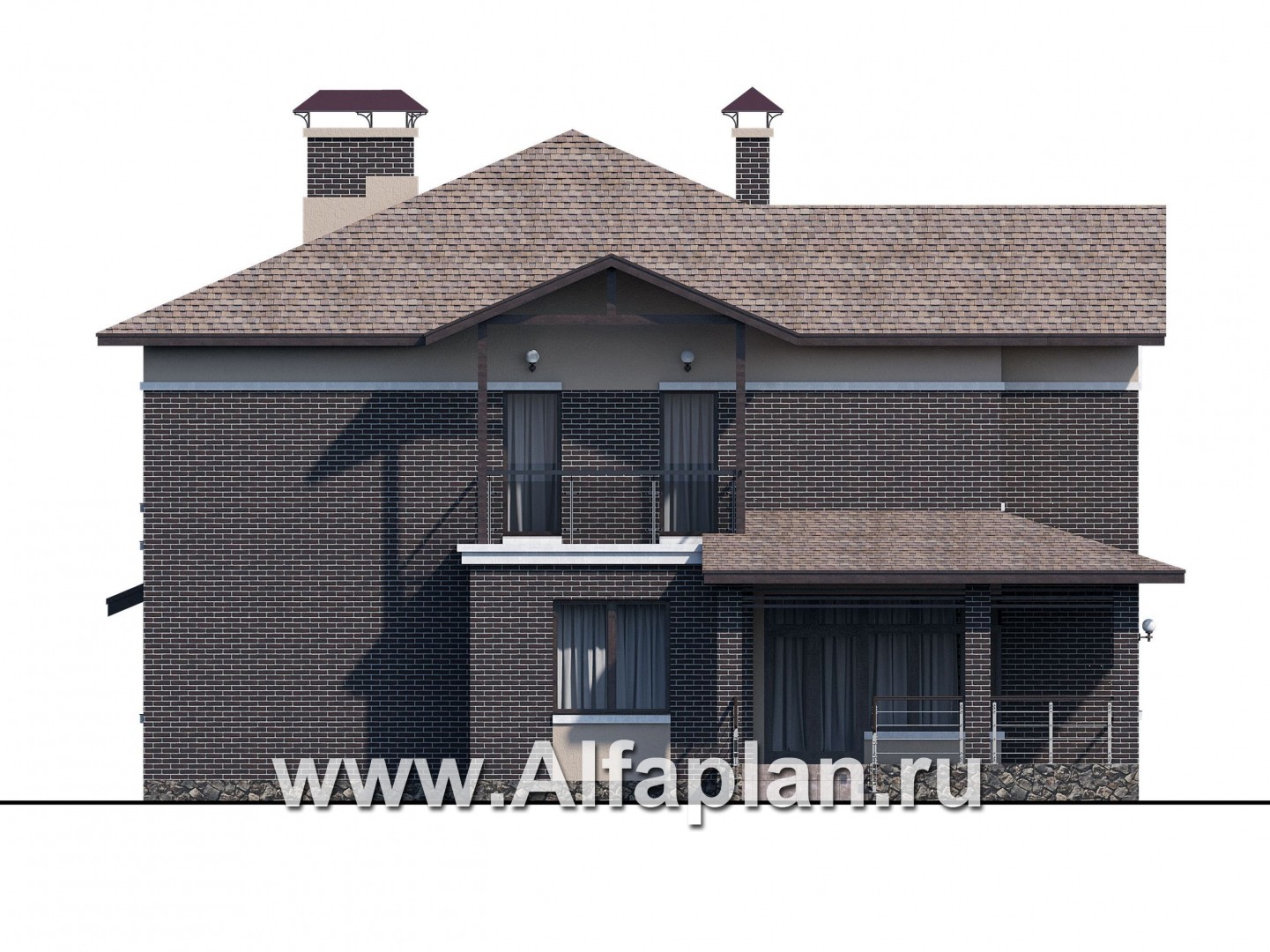 Проекты домов Альфаплан - «Голицын» — особняк с отделкой в темных тонах - изображение фасада №3