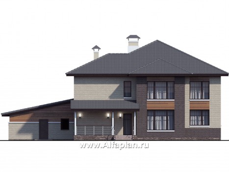 «Киприда» — проект двухэтажного дома в современном стиле, мастер спальня, с террасой и гаражом на 2 авто - превью фасада дома
