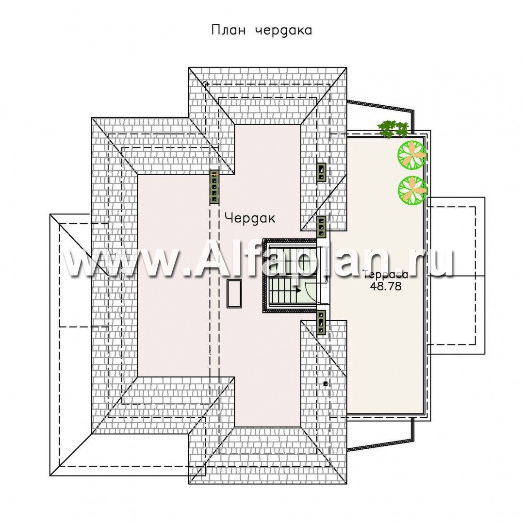 Изображение плана проекта «Три  семерки» - проект трехэтажного дома, гараж в цоколе, второй свет и панорамные окна №5
