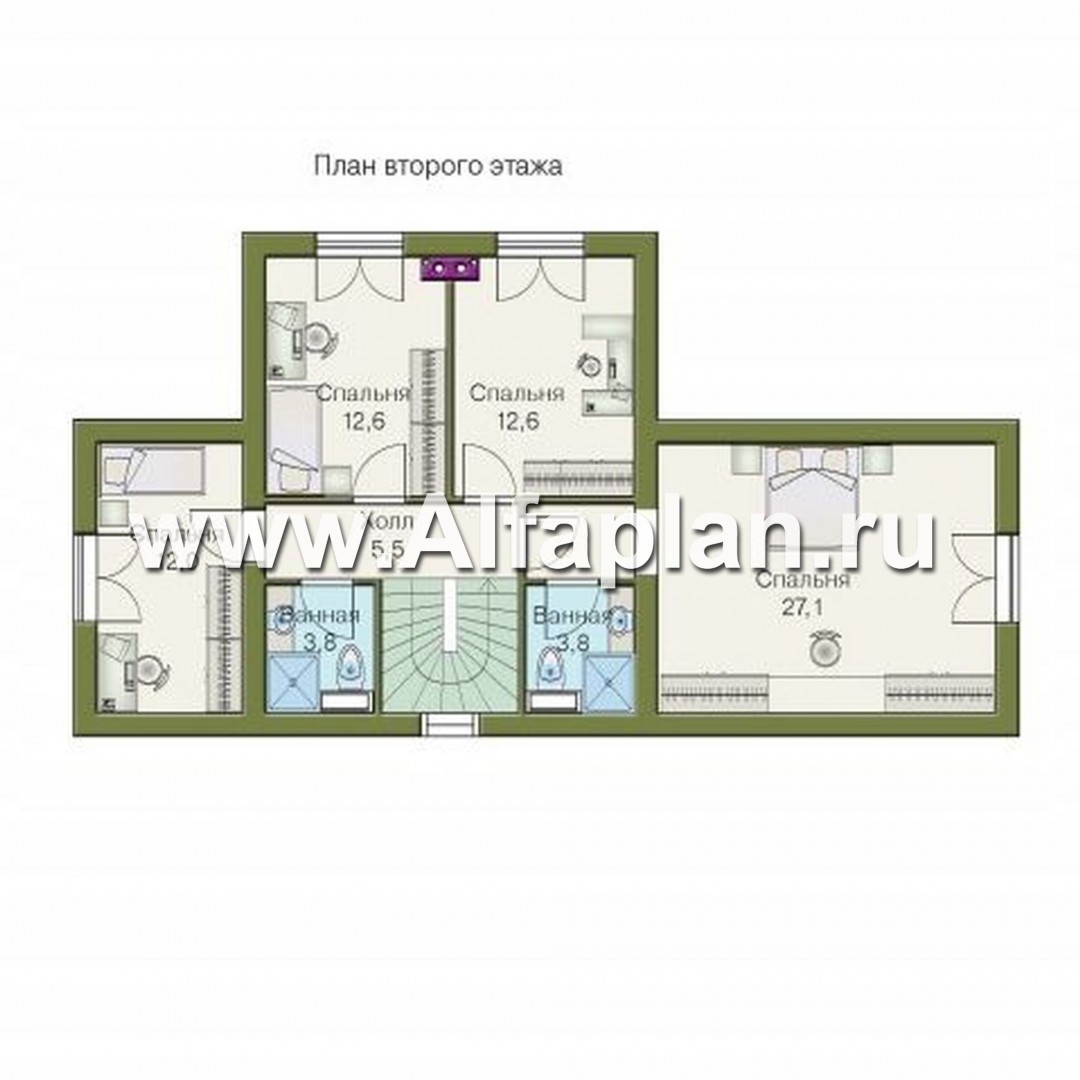 Изображение плана проекта «Яблоко» - проект дома с мансардой, с цокольным этажом, для узкого участка с рельефом №3