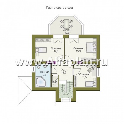 Проекты домов Альфаплан - «Шале Малек» - компактный загородный дом для небольшого участка - превью плана проекта №2