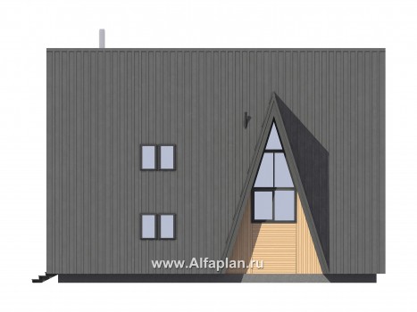 Проект дома с мансардой, каркасный коттедж, с террасой и с балконом, 3 спальни, дача для отдыха - превью фасада дома