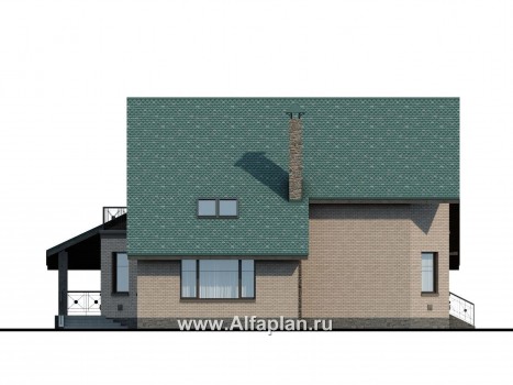 «Эгоист» - проект дома с мансардой, с эркером и с террасой, в немецком стиле - превью фасада дома