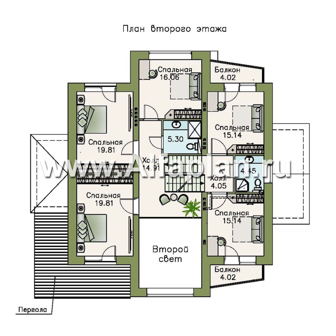 Изображение плана проекта «Три  семерки» - проект трехэтажного дома, гараж в цоколе, второй свет и панорамные окна, современный дизайн дома №4